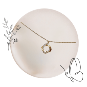 Gold Circle Diamond Twist - Necklace