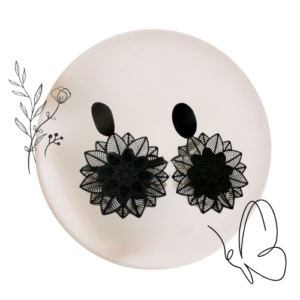 Black Flower - Earings